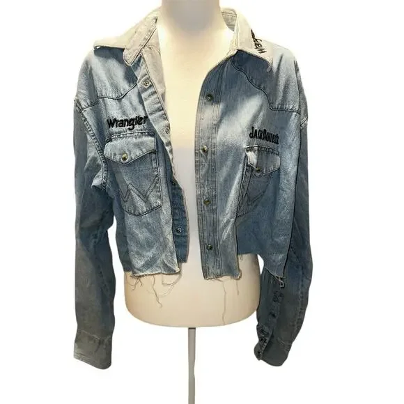 Rare Vintage 90s wrangler x jack Daniel's cropped women's denim jacket - Picture 2 of 9